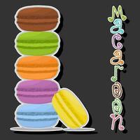 Illustration auf Thema groß einstellen frisch bunt Macarons zum Morgen Frühstück vektor