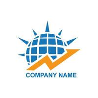 Finanzen Welt Logo kreativ Markt Wachstum Geschäft Symbol im Pfeil Investition Design Konzept Diagramm vektor