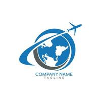 Reise Logo Design Vorlage mit Flugzeug vektor