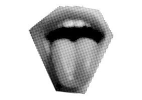 Mund und Lippen, lächeln, Zunge, Punkte Punk y2k schwarz und Weiß Collage Elemente vektor