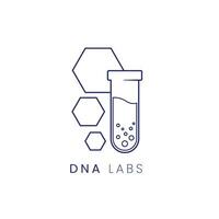 dna labb, hexa labb testa rör objekt laboratorium enkel vetenskap logotyp, överväga införlivande en stiliserade, rena och minimalistisk design vektor