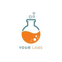 enkel dubbel- Färg labb logotyp erlenmeyer objekt laboratorium enkel vetenskap logotyp, överväga införlivande en stiliserade, rena och minimalistisk design, isolerat förbi vit Färg vektor