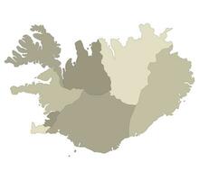 island Karta. Karta av island i administrativ regioner vektor