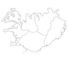 island Karta. Karta av island i administrativ regioner i vit Färg vektor