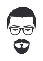 silhuett av en man med glasögon och pipskägg skägg. hand dragen vektor illustration. design element isolerat vit bakgrund