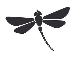 fliegend Libelle Silhouette. einfach Vorlage mit Insekten. Vektor Illustration. Design Element isoliert Weiß Hintergrund