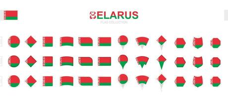 stor samling av Vitryssland flaggor av olika former och effekter. vektor