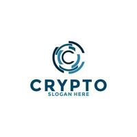 Brief c Digital Krypto Währung Logo mit Blockchain Technologie. finanziell Technologie oder Fintech Logo Vorlage vektor