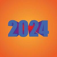 Lycklig ny år 2024 2k24 tapet vektor med orange bakgrund och blå text 3d, ny år firande,