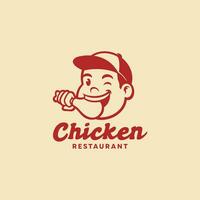 man innehav friterad kyckling logotyp design vektor