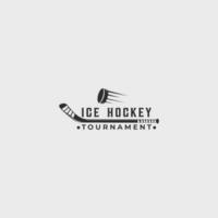 ce Eishockey Stock und Puck Logo Linie Kunst Jahrgang Vektor Illustration Vorlage Symbol Grafik Design