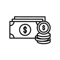 dollar valuta ikon med mynt vektor