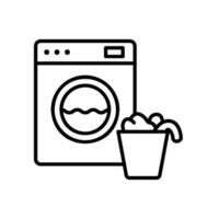 tvätt ikon med tvättning maskin och kläder korg vektor