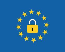 europeisk union flagga med ett öppen låsa symbol vektor illustration.