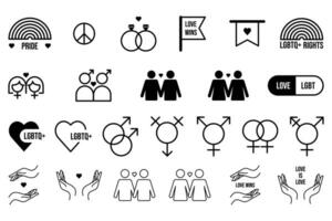 lgbt Symbol Satz. eben Stil. editierbar Schlaganfall. vektor