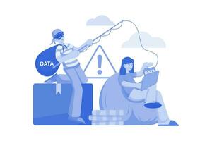 Phishing Daten Diebstahl Illustration Konzept auf Weiß Hintergrund vektor