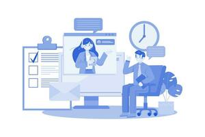 online Job Interview Illustration Konzept auf Weiß Hintergrund vektor