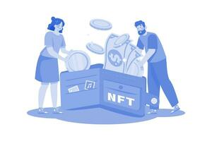 nft Brieftasche Illustration Konzept auf ein Weiß Hintergrund vektor