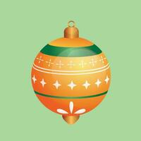Gelb Weihnachten Baum Dekoration Ball im Karikatur Stil, fröhlich Weihnachten Gruß Karten vektor