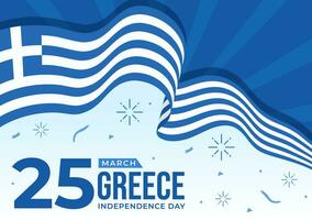 Lycklig grekland oberoende dag vektor illustration på Mars 25:e med grekisk flagga och band i nationell Semester platt tecknad serie bakgrund design