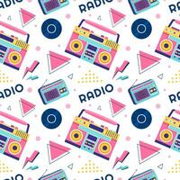 Radio nahtlos Muster Illustration Design mit Spieler zum Aufzeichnung und Hören zu Musik- im eben Karikatur Vorlage vektor