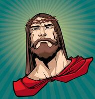 Jesus superhjälte porträtt 2 vektor