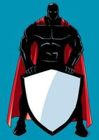 superhjälte innehav skydda silhuett vektor
