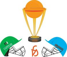 Mannschaft bereit zum Cricket, Cricket Helm, kreativ Helm zum Kricket Meisterschaft Konzept vektor