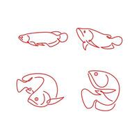 Zier Arowana Fisch einstellen Symbol Linie Kunst Logo Vektor abstrakt Symbol Illustration Design