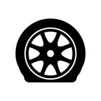 platt däck ikon. tömd bil däck. punkterad hjul av bil. däck service station garage. vektor illustration