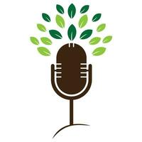 natur podcast med blad logotyp design mall vektor