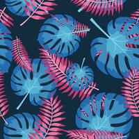 Vektor nahtlos Muster mit bunt tropisch Blätter. süß hell und Spaß Sommer- Blumen- Hintergrund. Urwald Blatt, exotisch Palme Blätter. Vektor Illustration