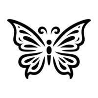 dekorativ fjäril silhuett ikon. översikt teckning av fjäril isolerat på vit bakgrund. vektor illustration