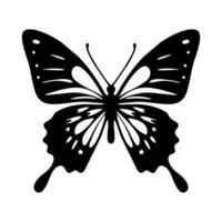 Silhouette von Schmetterling Hand gezeichnet. Gliederung Zeichnung von Schmetterling Symbol isoliert auf Weiß Hintergrund. Vektor Illustration