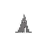 op Wolkenkratzer Linie Logo Initiale Konzept mit hoch Qualität Logo Design vektor
