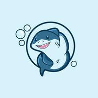 süß Hai Maskottchen Logo vektor