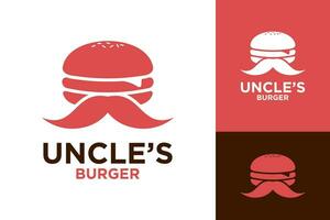 Burger schnell Essen Onkel Schnurrbart eben modern Vektor Logo Design