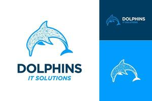 Delfin Technologie Schwimmen Element Logo Design vektor