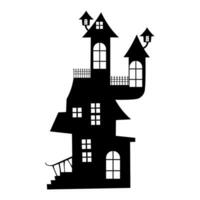 silhuett en skrämmande hus. besatt hus för halloween. läskigt hus. vektor illustration