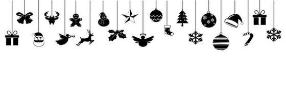 silhuett av jul symbol ikon hängande glad jul. Lycklig ny år. vektor