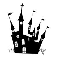 silhuett en skrämmande hus. besatt hus för halloween. läskigt hus. vektor illustration