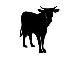 svart silhuett ko isolerat på vit bakgrund. vektor