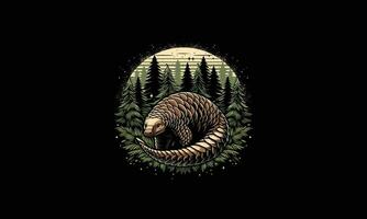 Pangolin auf Wald Vektor Kunstwerk Design