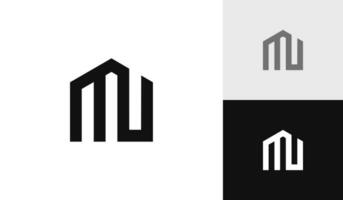 Brief mu Initiale mit Haus gestalten Logo Design vektor