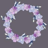 rahmen, Kranz von Veilchen und Hosta Blumen im lila Töne auf ein blass lila Hintergrund vektor