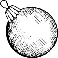 vektor illustration av en jul träd leksak för de ny år. hand dragen svart och vit boll för jul träd.