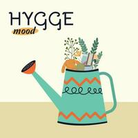 isolerat vattning kan med löv hygge humör begrepp vektor illustration