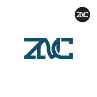 Brief znc Monogramm Logo Design vektor