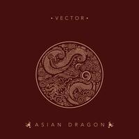 traditionell asiatisch Drachen kreisförmig Vektor