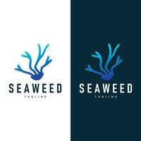 Seetang Logo Design unter Wasser Pflanze Illustration Vorlage vektor